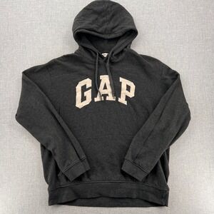 Gap Logo Pullover Hoodie Men XL Charcoal Gray Arch Logo Fleece Casual Y2K Preppy